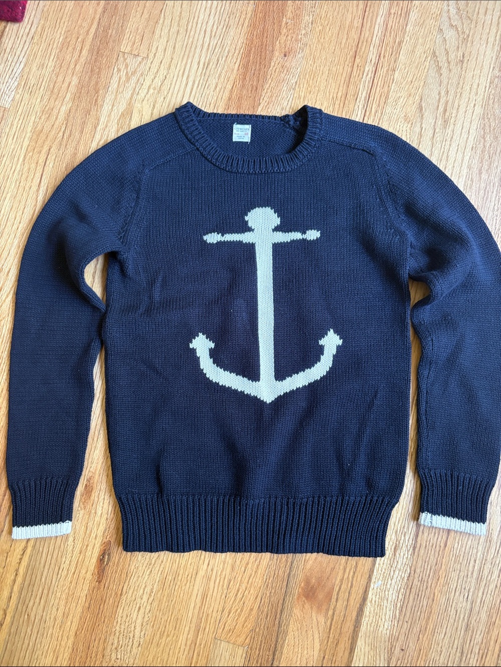 Crewcuts size 10 cotton Navy Sweater with Cream Anchor